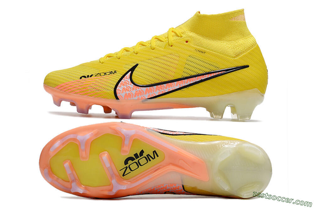 Nike Air Zoom Mercurial Superfly 9 Elite FG High-Tops Soccer Cleats - Yellow/Pink 1
