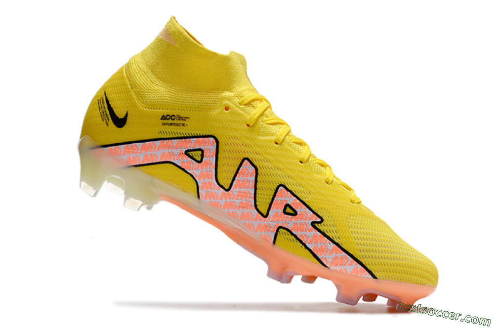 Nike Air Zoom Mercurial Superfly 9 Elite FG High-Tops Soccer Cleats - Yellow/Pink 4