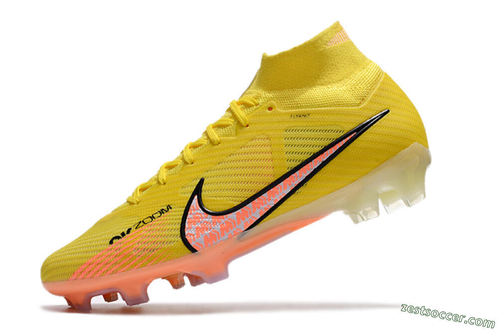 Nike Air Zoom Mercurial Superfly 9 Elite FG High-Tops Soccer Cleats - Yellow/Pink 5