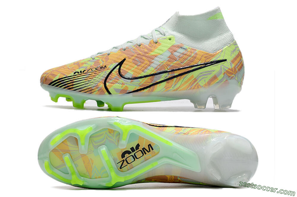 Nike Air Zoom Mercurial Superfly 9 Elite FG High-Tops Soccer Cleats - Blue/Green 1