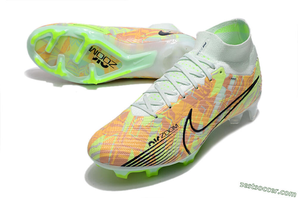 Nike Air Zoom Mercurial Superfly 9 Elite FG High-Tops Soccer Cleats - Blue/Green 3