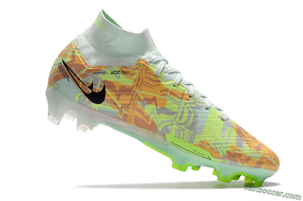 Nike Air Zoom Mercurial Superfly 9 Elite FG High-Tops Soccer Cleats - Blue/Green 4