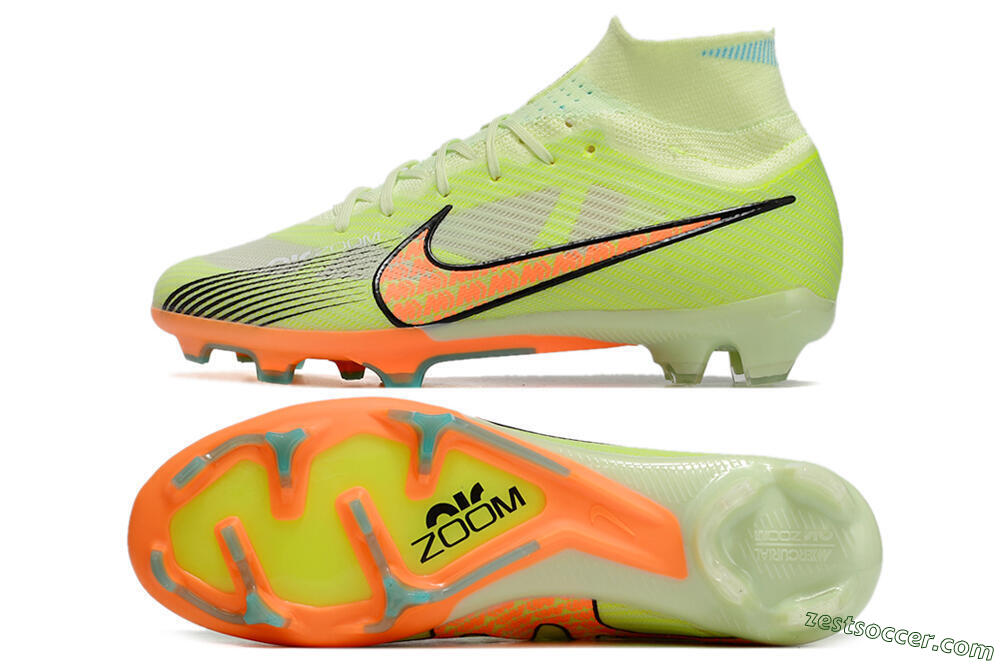 Nike Air Zoom Mercurial Superfly 9 Elite FG High-Tops Soccer Cleats - Green/Orange 1