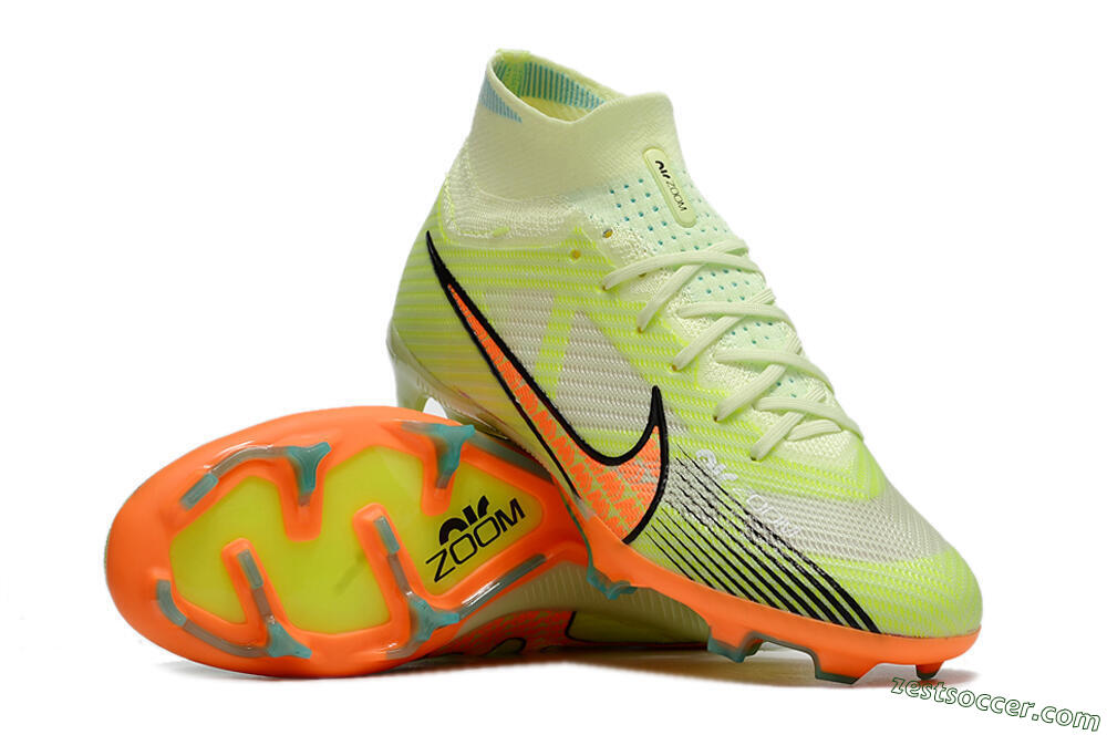 Nike Air Zoom Mercurial Superfly 9 Elite FG High-Tops Soccer Cleats - Green/Orange 3