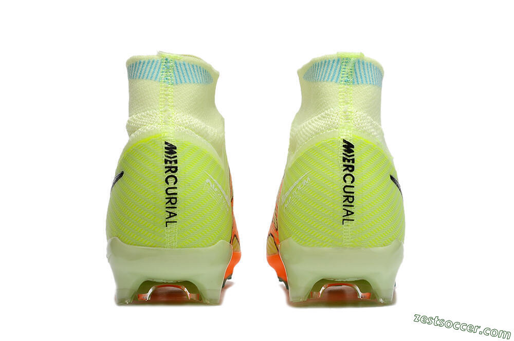 Nike Air Zoom Mercurial Superfly 9 Elite FG High-Tops Soccer Cleats - Green/Orange 5