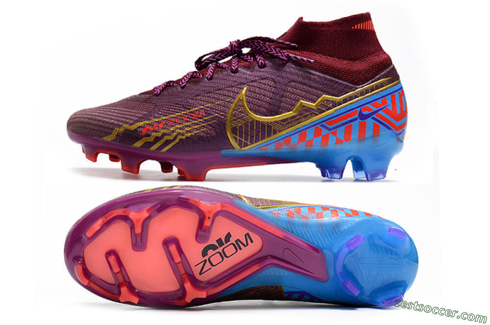 Nike Air Zoom Mercurial Superfly 9 Elite FG High-Tops Soccer Cleats - Purple/Blue/Gold 1