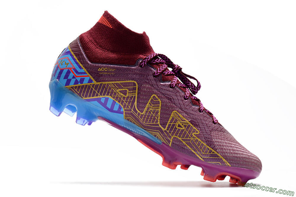 Nike Air Zoom Mercurial Superfly 9 Elite FG High-Tops Soccer Cleats - Purple/Blue/Gold 4