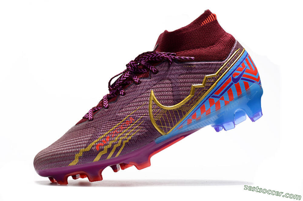 Nike Air Zoom Mercurial Superfly 9 Elite FG High-Tops Soccer Cleats - Purple/Blue/Gold 5