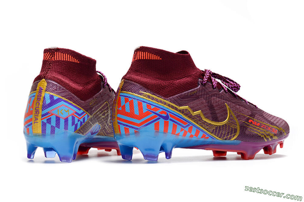 Nike Air Zoom Mercurial Superfly 9 Elite FG High-Tops Soccer Cleats - Purple/Blue/Gold 6