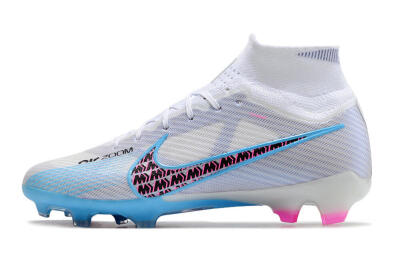 Nike Air Zoom Mercurial Superfly 9 Elite FG High-Tops Soccer Cleats - White/Blue/Pink