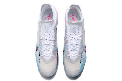 Nike Air Zoom Mercurial Superfly 9 Elite FG High-Tops Soccer Cleats - White/Blue/Pink