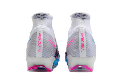 Nike Air Zoom Mercurial Superfly 9 Elite FG High-Tops Soccer Cleats - White/Blue/Pink