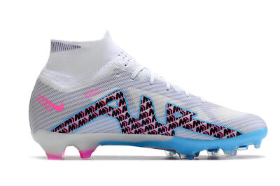 Nike Air Zoom Mercurial Superfly 9 Elite FG High-Tops Soccer Cleats - White/Blue/Pink
