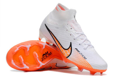 Nike Air Zoom Mercurial Superfly 9 Elite FG High-Tops Soccer Cleats - White/Orange/Black