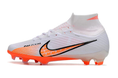 Nike Air Zoom Mercurial Superfly 9 Elite FG High-Tops Soccer Cleats - White/Orange/Black