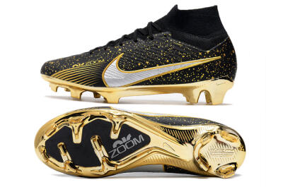 Nike Air Zoom Mercurial Superfly 9 Elite FG High-Tops Soccer Cleats - Black/Gold