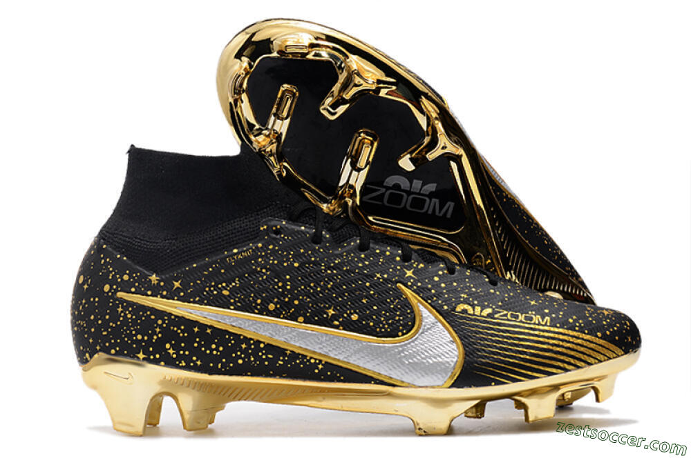 Nike Air Zoom Mercurial Superfly 9 Elite FG High-Tops Soccer Cleats - Black/Gold 0