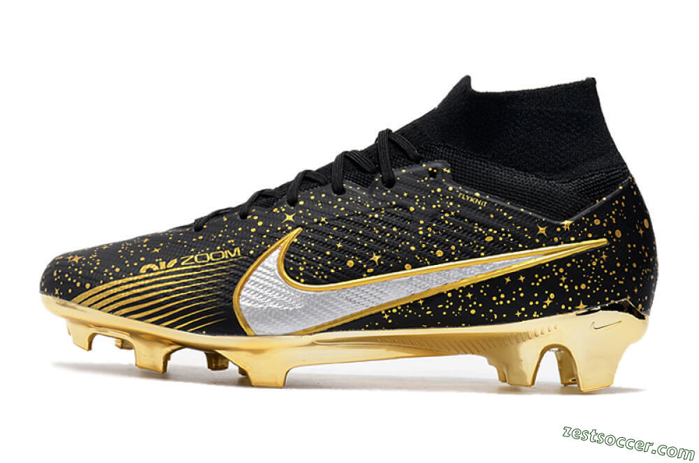 Nike Air Zoom Mercurial Superfly 9 Elite FG High-Tops Soccer Cleats - Black/Gold 2