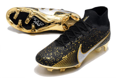 Nike Air Zoom Mercurial Superfly 9 Elite FG High-Tops Soccer Cleats - Black/Gold