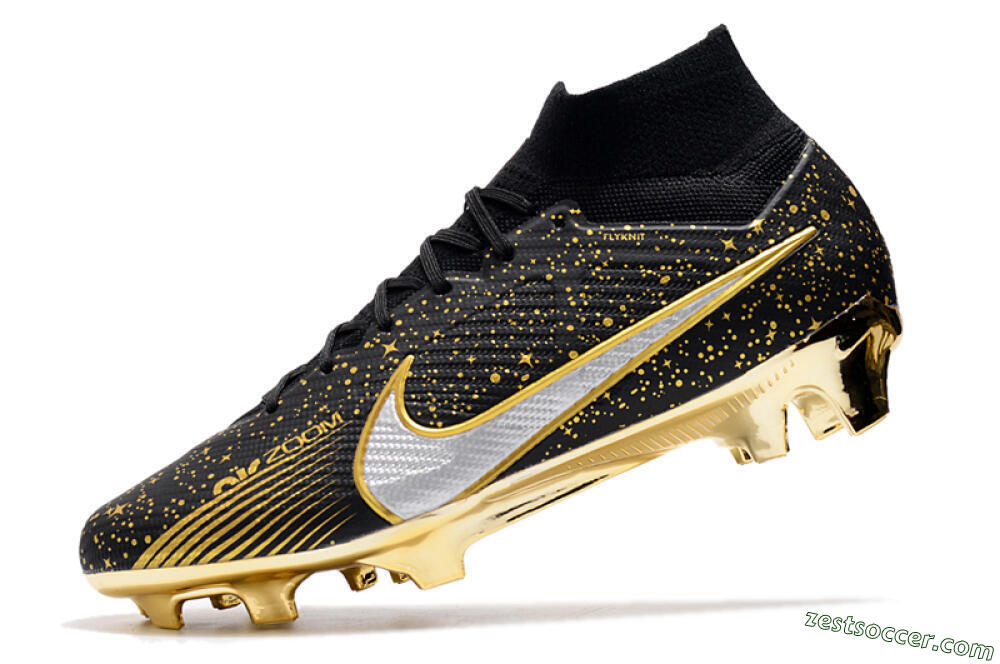 Nike Air Zoom Mercurial Superfly 9 Elite FG High-Tops Soccer Cleats - Black/Gold 5