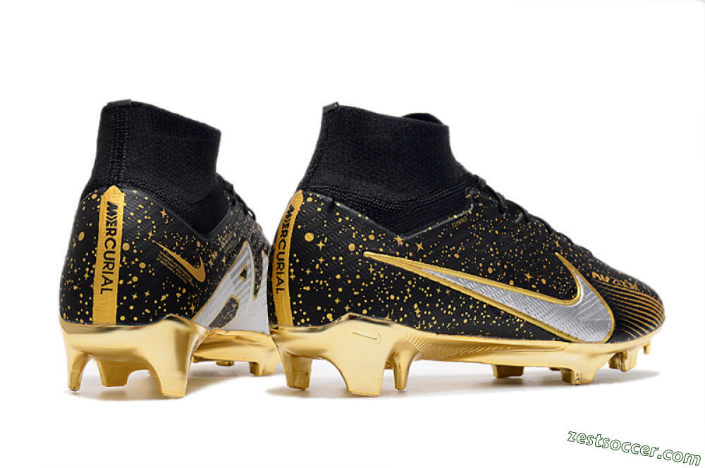 Nike Air Zoom Mercurial Superfly 9 Elite FG High-Tops Soccer Cleats - Black/Gold 6