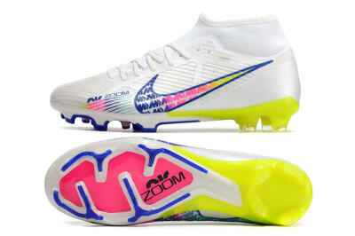 Nike Air Zoom Mercurial Superfly 9 Elite FG High-Tops Soccer Cleats - White/Blue/Pink/Green