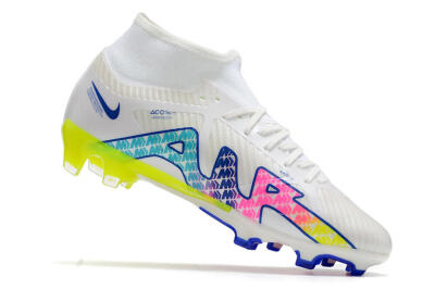 Nike Air Zoom Mercurial Superfly 9 Elite FG High-Tops Soccer Cleats - White/Blue/Pink/Green