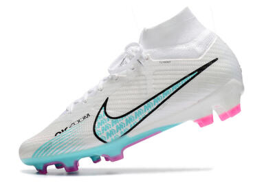 Nike Air Zoom Mercurial Superfly 9 Elite FG High-Tops Soccer Cleats - White/Blue/Black