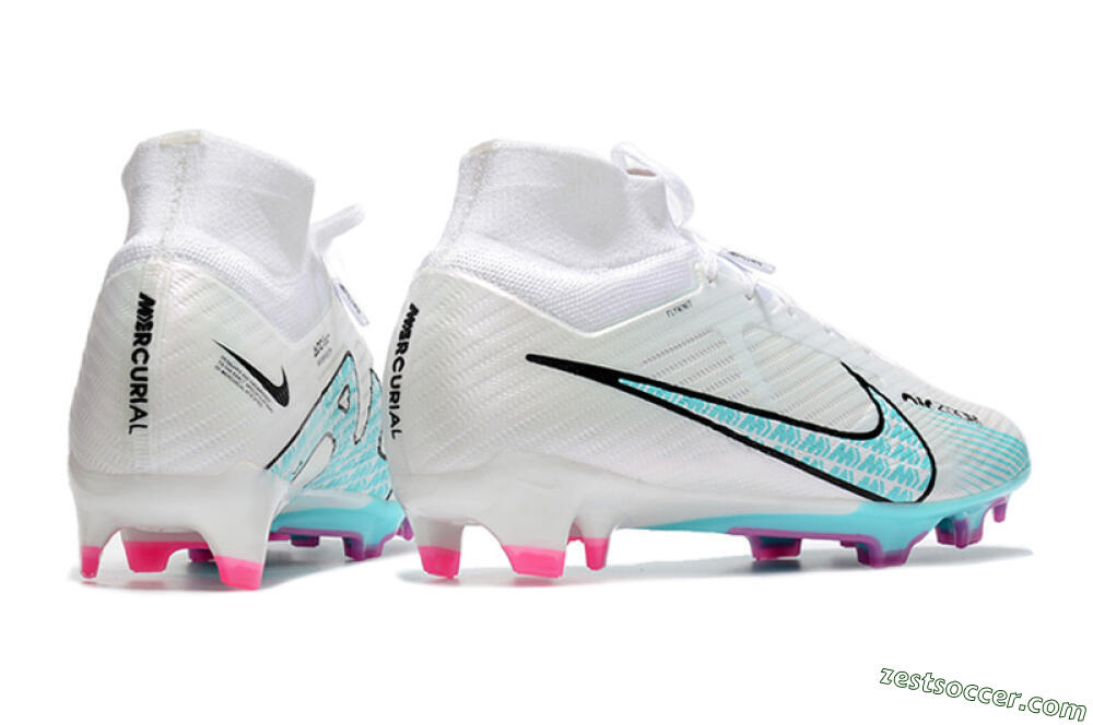 Nike Air Zoom Mercurial Superfly 9 Elite FG High-Tops Soccer Cleats - White/Blue/Black 6