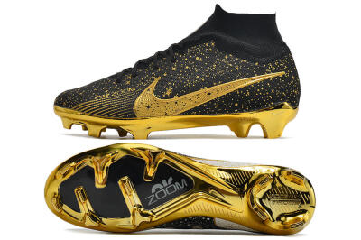 Nike Air Zoom Mercurial Superfly 9 Elite FG High-Tops Soccer Cleats - White/Gold/Silver