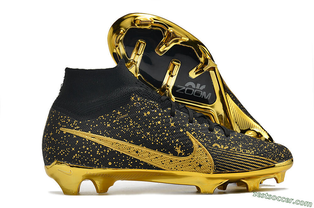 Nike Air Zoom Mercurial Superfly 9 Elite FG High-Tops Soccer Cleats - White/Gold/Silver 0