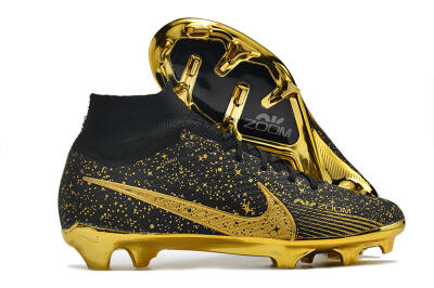 Nike Air Zoom Mercurial Superfly 9 Elite FG High-Tops Soccer Cleats - White/Gold/Silver