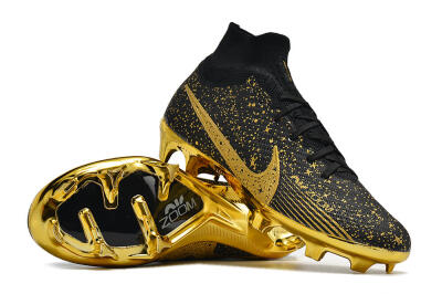 Nike Air Zoom Mercurial Superfly 9 Elite FG High-Tops Soccer Cleats - White/Gold/Silver