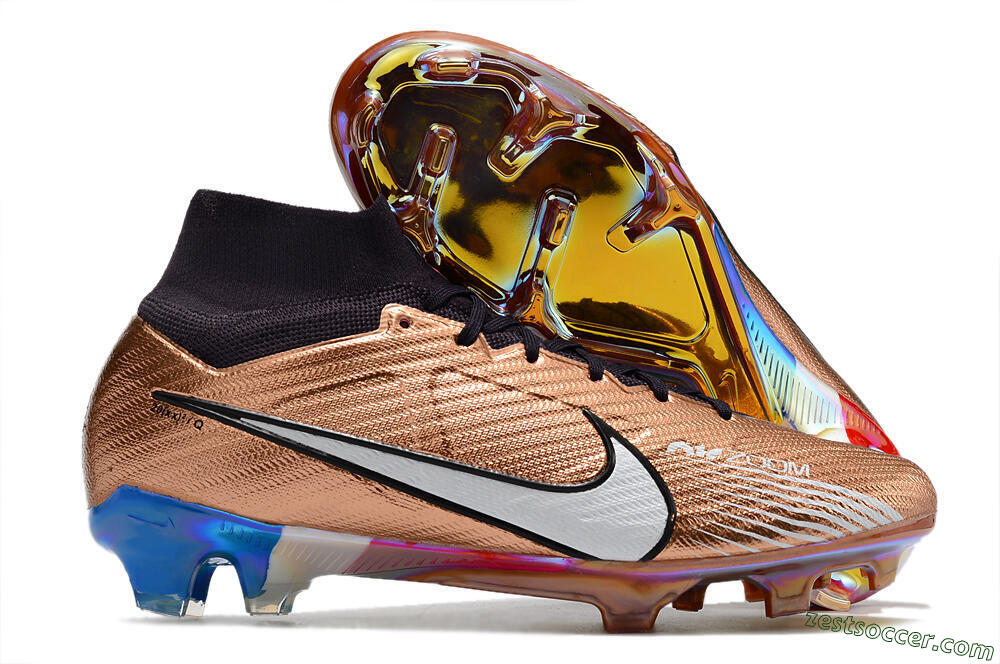 Nike Air Zoom Mercurial Vapor 15 Elite FG High-Tops Soccer Cleats - Gold/White/Black 0