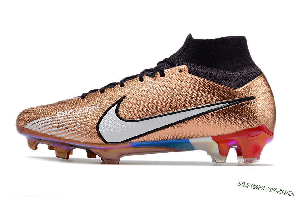 Nike Air Zoom Mercurial Vapor 15 Elite FG High-Tops Soccer Cleats - Gold/White/Black 2