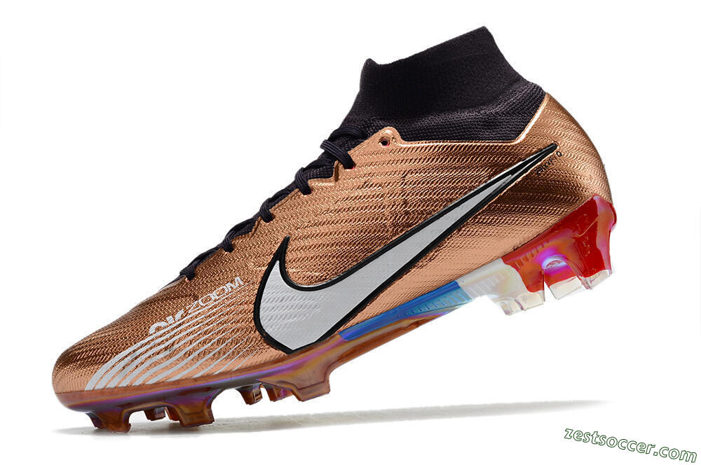 Nike Air Zoom Mercurial Vapor 15 Elite FG High-Tops Soccer Cleats - Gold/White/Black 5