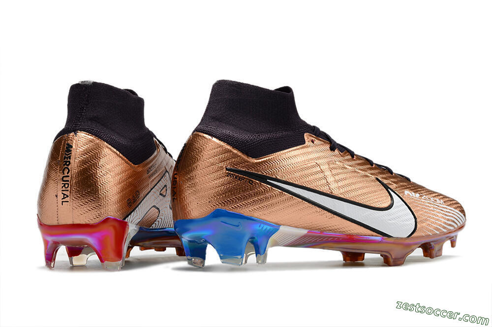 Nike Air Zoom Mercurial Vapor 15 Elite FG High-Tops Soccer Cleats - Gold/White/Black 6