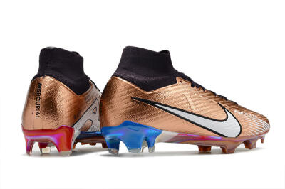 Nike Air Zoom Mercurial Vapor 15 Elite FG High-Tops Soccer Cleats - Gold/White/Black