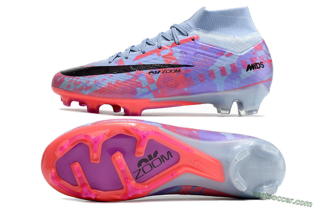 Nike Air Zoom Mercurial Superfly 9 Elite FG High-Tops Soccer Cleats - Blue/Purple/Pink 1
