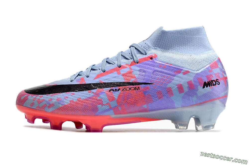 Nike Air Zoom Mercurial Superfly 9 Elite FG High-Tops Soccer Cleats - Blue/Purple/Pink 2