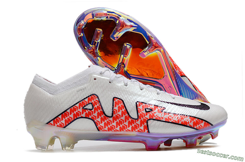Nike Air Zoom Mercurial Vapor 15 Elite FG Low-Tops Soccer Cleats - White/Red 0