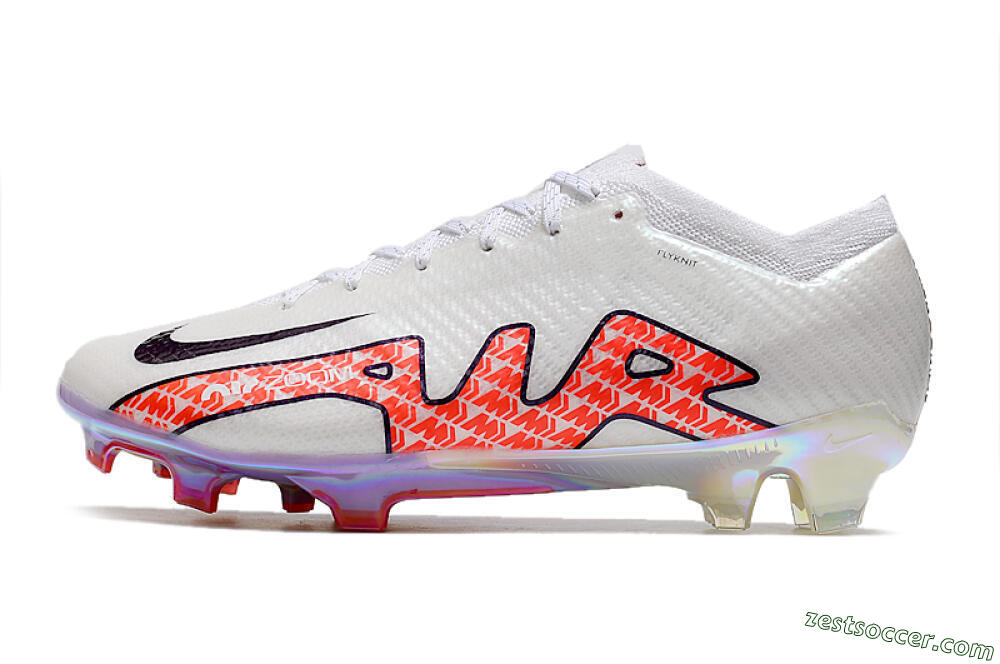 Nike Air Zoom Mercurial Vapor 15 Elite FG Low-Tops Soccer Cleats - White/Red 2