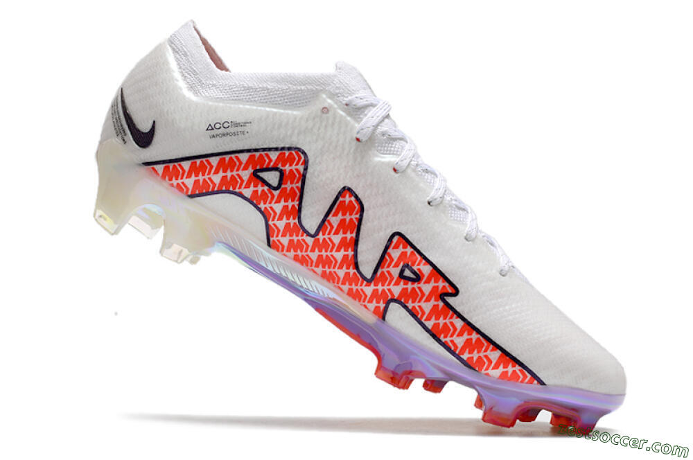Nike Air Zoom Mercurial Vapor 15 Elite FG Low-Tops Soccer Cleats - White/Red 4