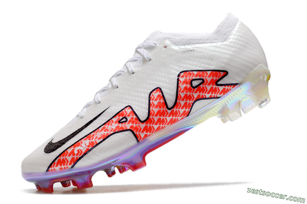 Nike Air Zoom Mercurial Vapor 15 Elite FG Low-Tops Soccer Cleats - White/Red 5