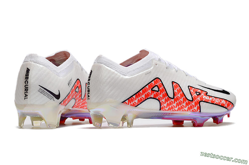 Nike Air Zoom Mercurial Vapor 15 Elite FG Low-Tops Soccer Cleats - White/Red 6