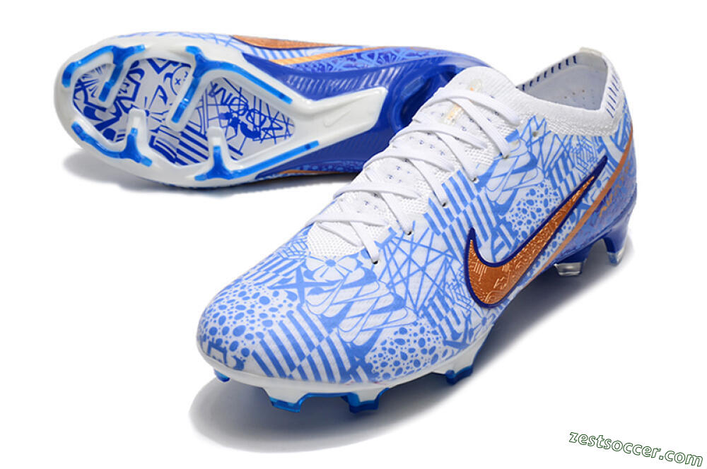 Nike Air Zoom Mercurial Vapor 15 Elite FG Low-Tops Soccer Cleats - Blue/White/Red 3