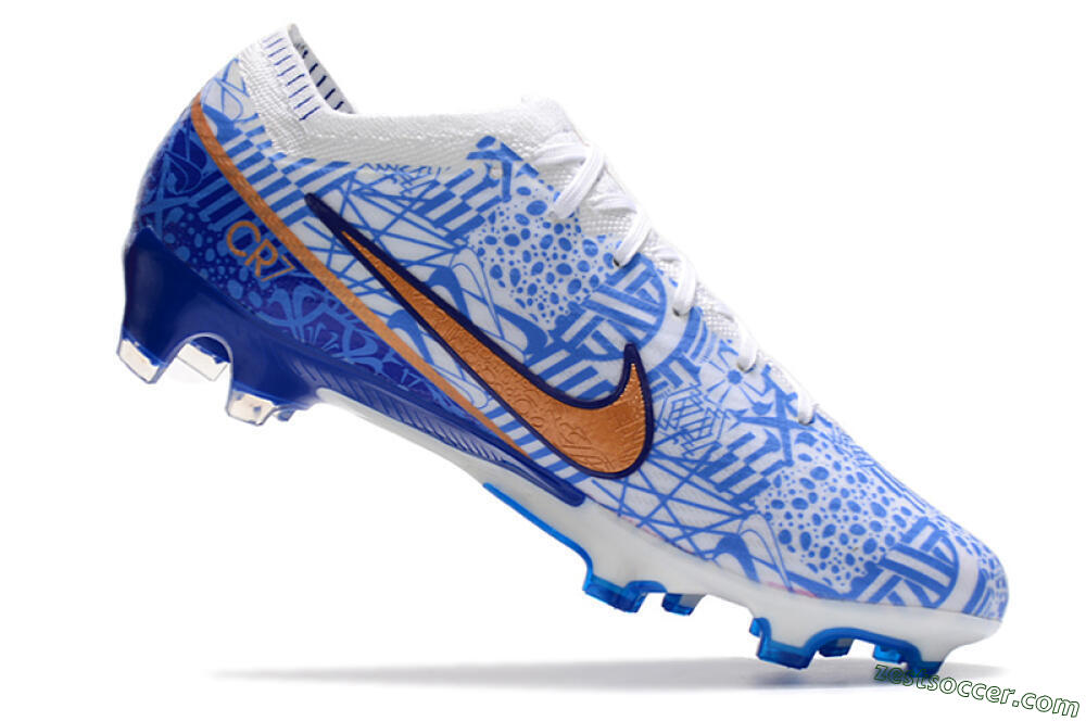 Nike Air Zoom Mercurial Vapor 15 Elite FG Low-Tops Soccer Cleats - Blue/White/Red 4