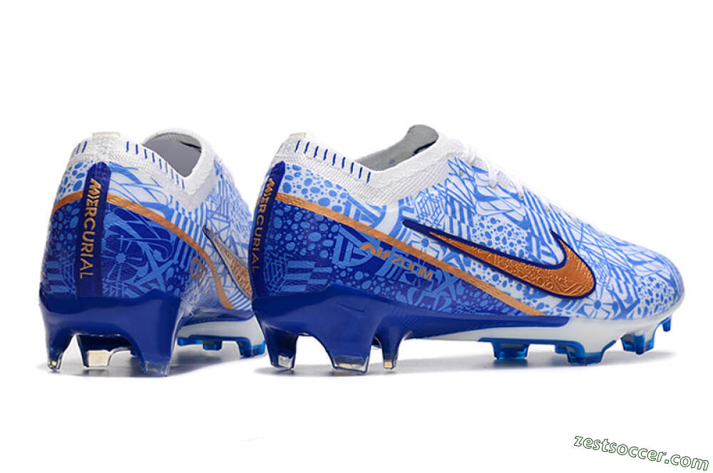 Nike Air Zoom Mercurial Vapor 15 Elite FG Low-Tops Soccer Cleats - Blue/White/Red 6