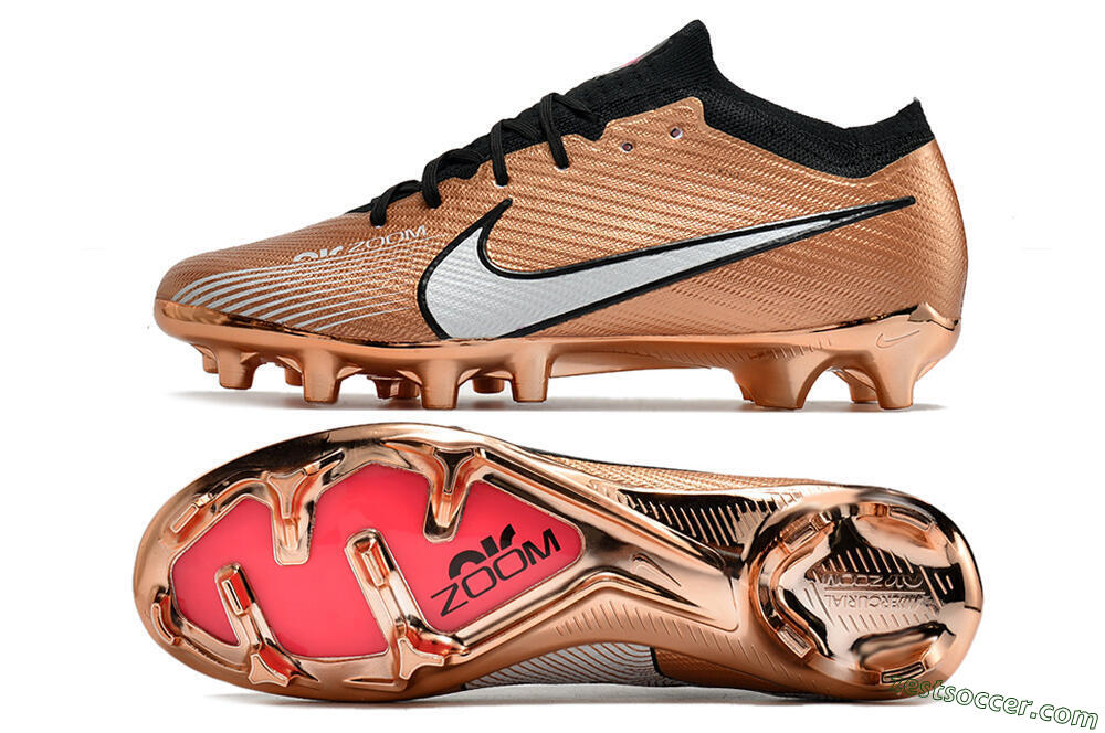 Nike Air Zoom Mercurial Vapor 15 Elite FG Low-Tops Soccer Cleats - Gold/White/Black 1