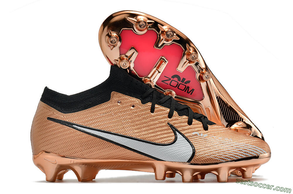 Nike Air Zoom Mercurial Vapor 15 Elite FG Low-Tops Soccer Cleats - Gold/White/Black 0